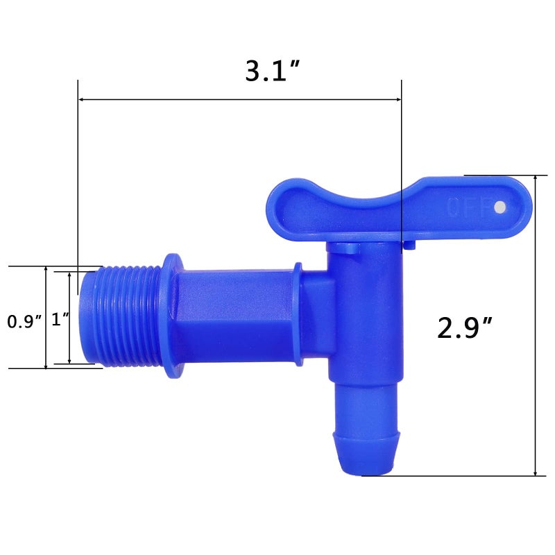 MUGLIO 3/4"" Drum Spigot Faucet Pail Taps with EPDM Gasket Polypropylene Construction FDA Compliant Materials NPT Connection for Plastic Gallon Drums by MUGLIO(Blue) - Image 3
